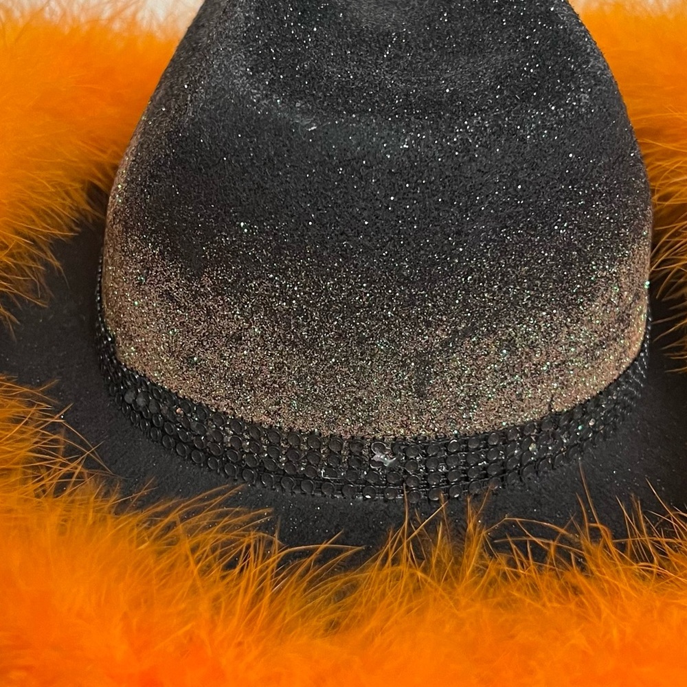 Morgan Wallen custom Handcrafted black & Orange Feather Cowgirl Hat festival - Picture 14 of 14